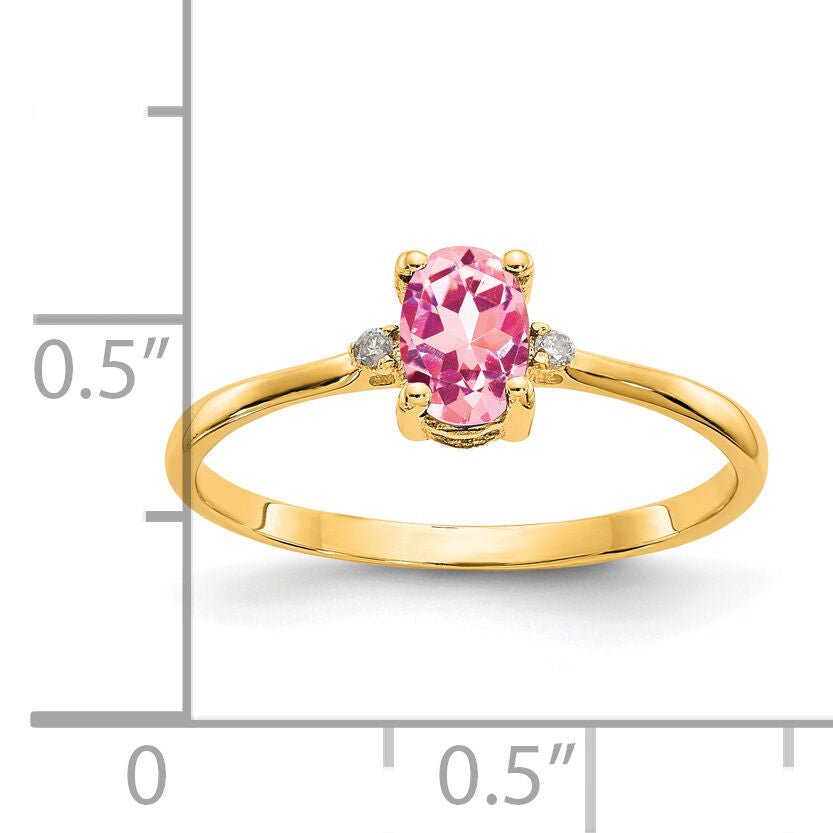 14k Diamond & Pink Tourmaline Birthstone Ring-XBR211