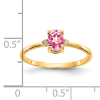 14k Diamond & Pink Tourmaline Birthstone Ring-XBR211