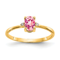 14k Diamond & Pink Tourmaline Birthstone Ring-XBR211