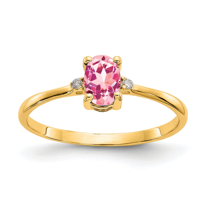14k Diamond & Pink Tourmaline Birthstone Ring-XBR211