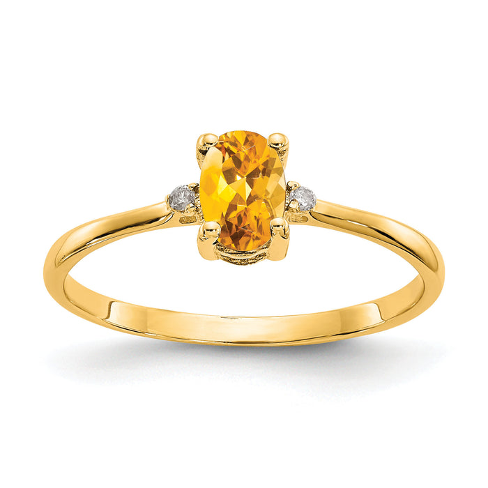 14k Diamond & Citrine Birthstone Ring-XBR212