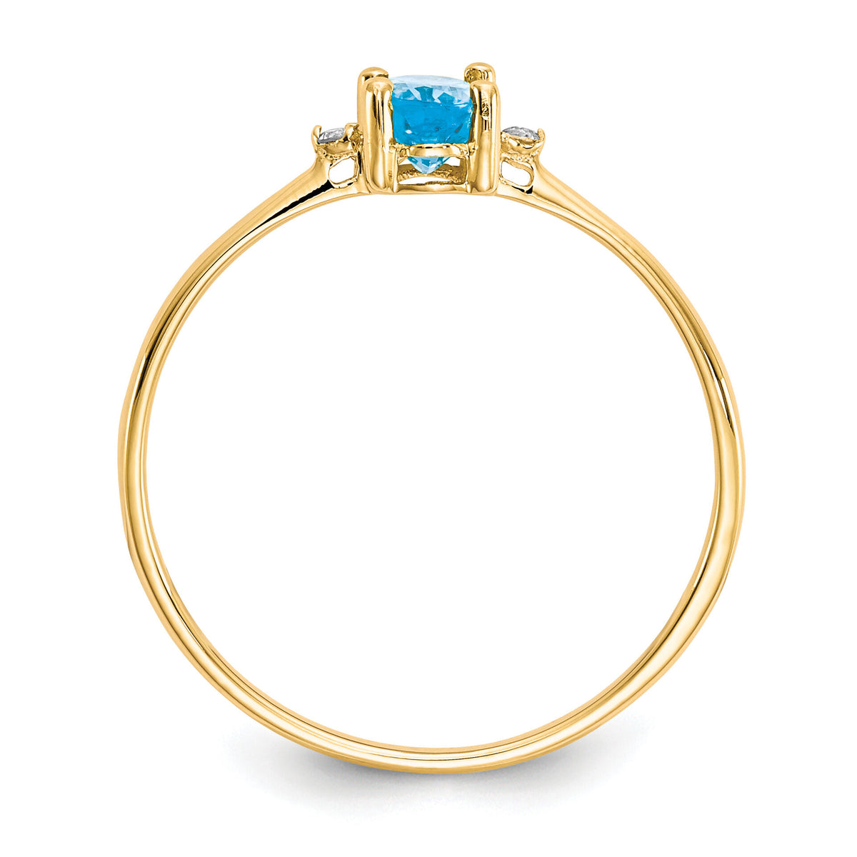 14k Diamond & Blue Topaz Birthstone Ring-XBR213