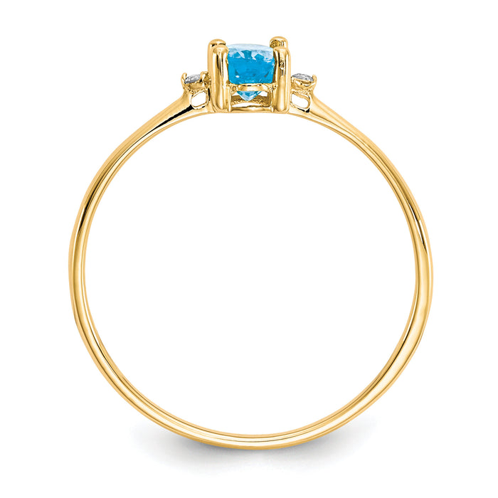 14k Diamond & Blue Topaz Birthstone Ring-XBR213