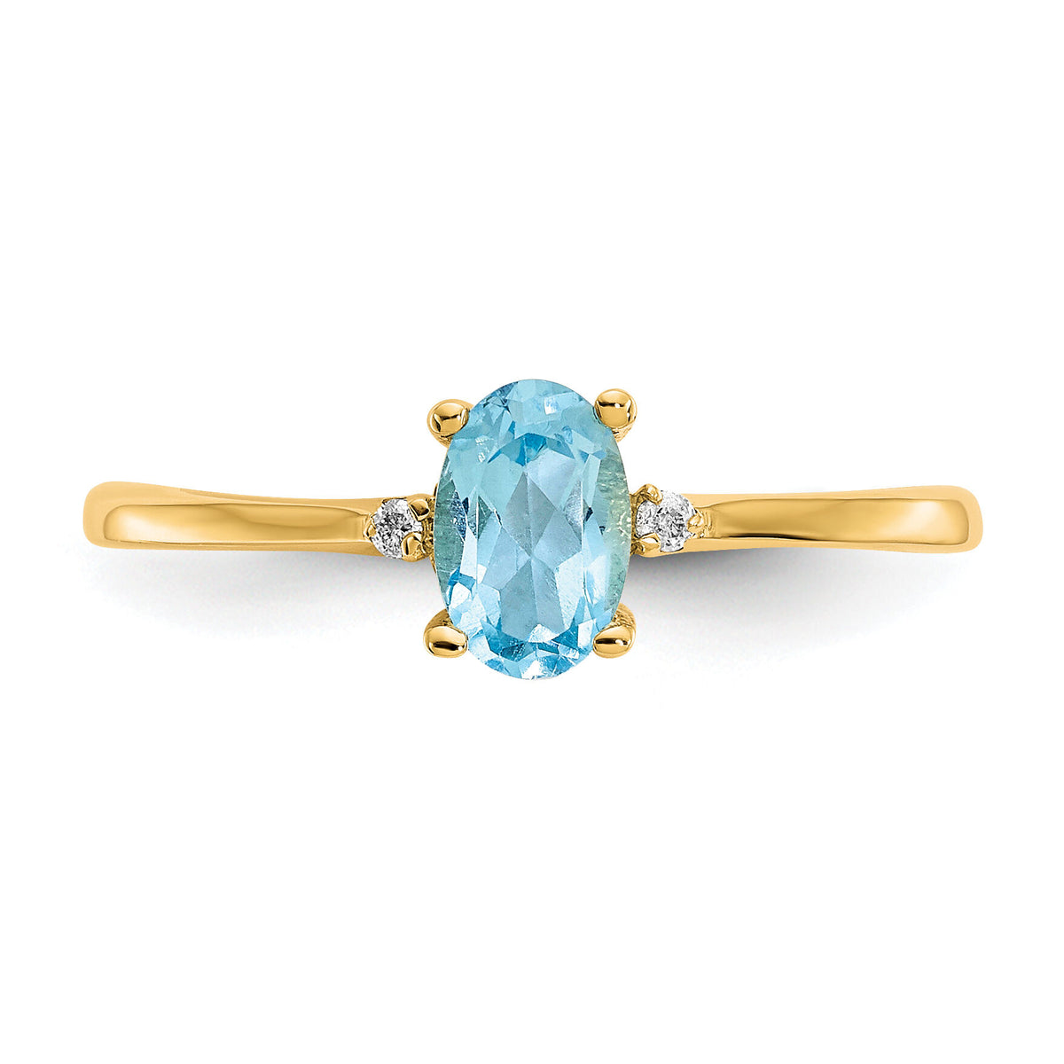 14k Diamond & Blue Topaz Birthstone Ring-XBR213