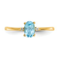 14k Diamond & Blue Topaz Birthstone Ring-XBR213