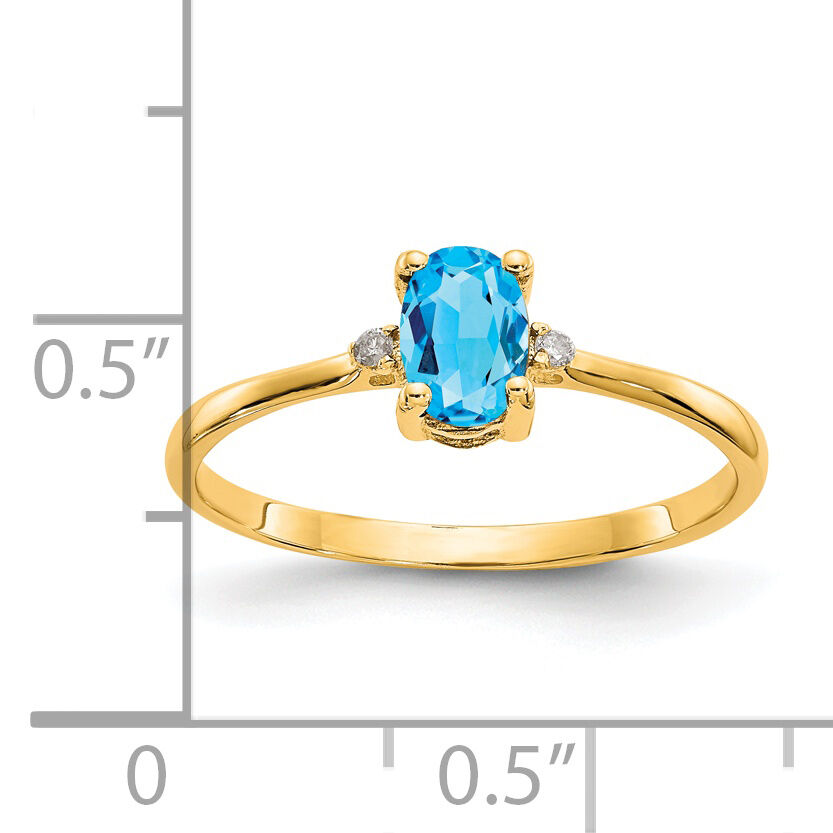 14k Diamond & Blue Topaz Birthstone Ring-XBR213