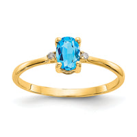 14k Diamond & Blue Topaz Birthstone Ring-XBR213