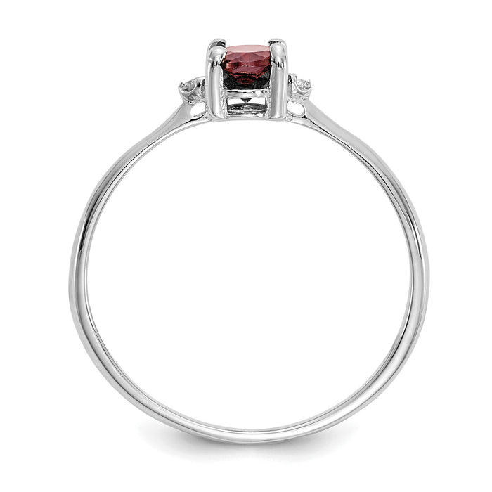 14k White Gold Diamond & Garnet Birthstone Ring-XBR214