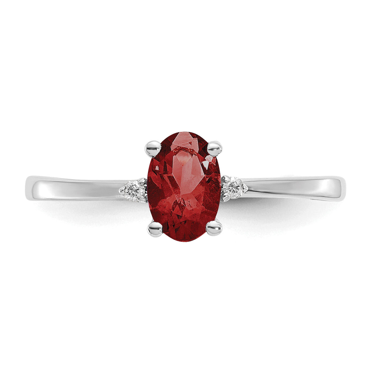 14k White Gold Diamond & Garnet Birthstone Ring-XBR214