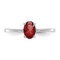 14k White Gold Diamond & Garnet Birthstone Ring-XBR214