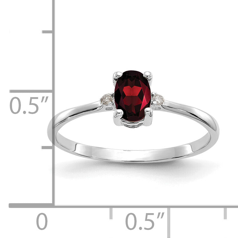 14k White Gold Diamond & Garnet Birthstone Ring-XBR214