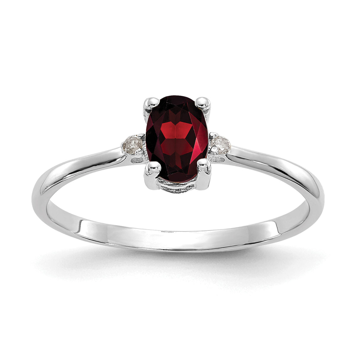 14k White Gold Diamond & Garnet Birthstone Ring-XBR214