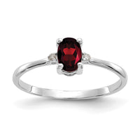14k White Gold Diamond & Garnet Birthstone Ring-XBR214