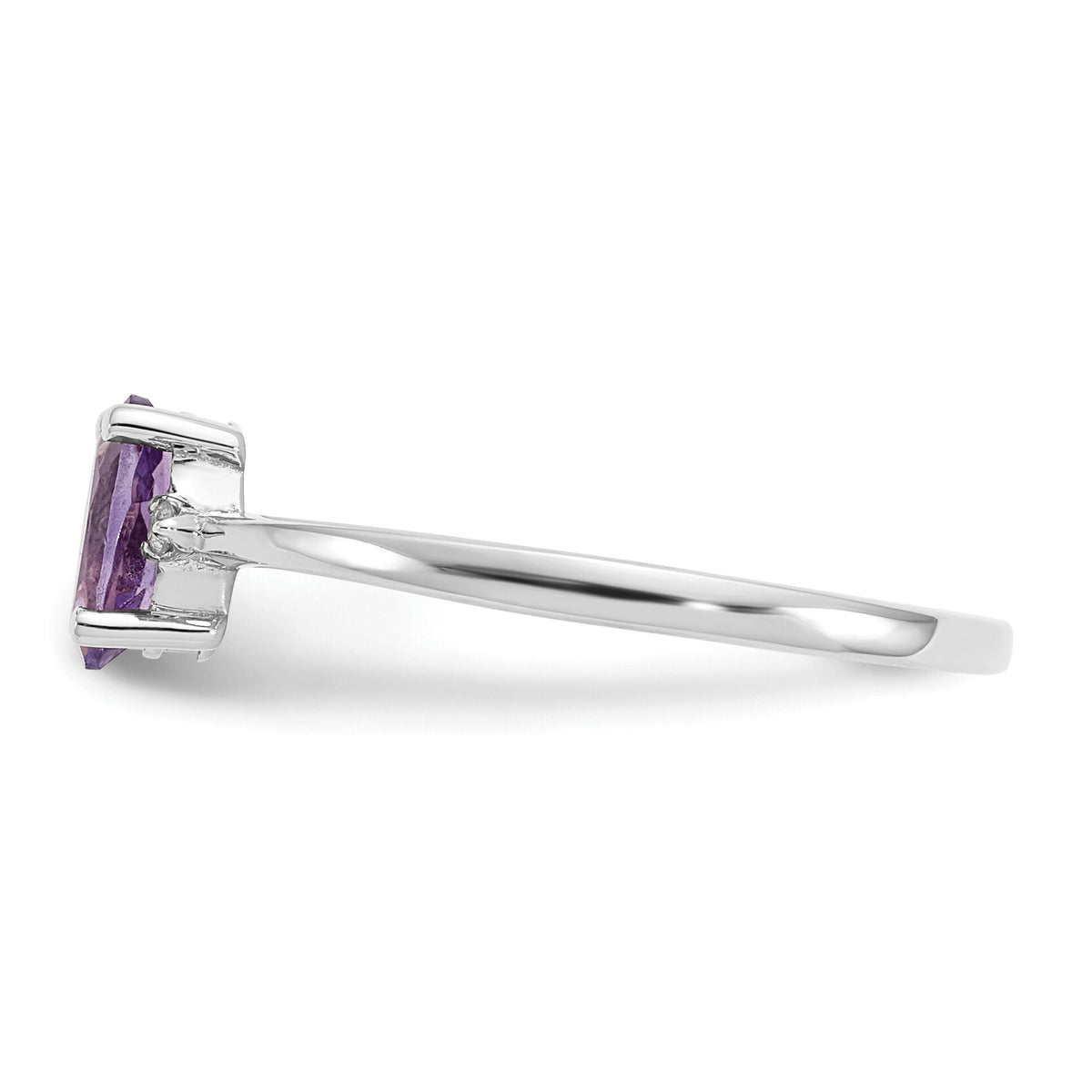 14k White Gold Diamond & Amethyst Birthstone Ring-XBR215