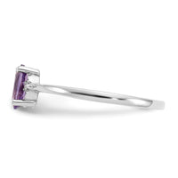 14k White Gold Diamond & Amethyst Birthstone Ring-XBR215