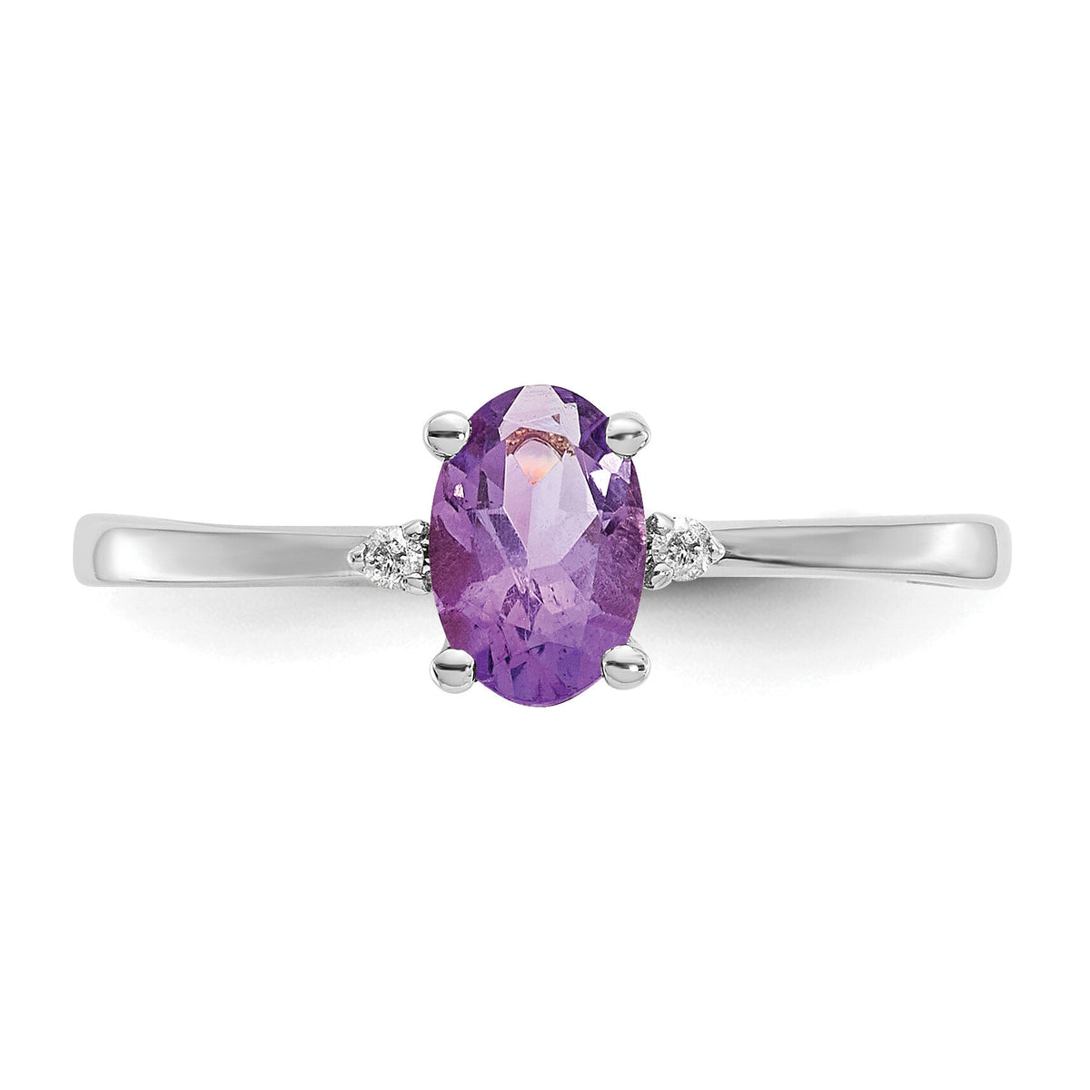 14k White Gold Diamond & Amethyst Birthstone Ring-XBR215