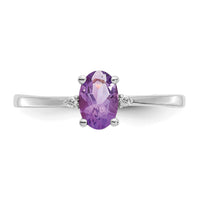 14k White Gold Diamond & Amethyst Birthstone Ring-XBR215