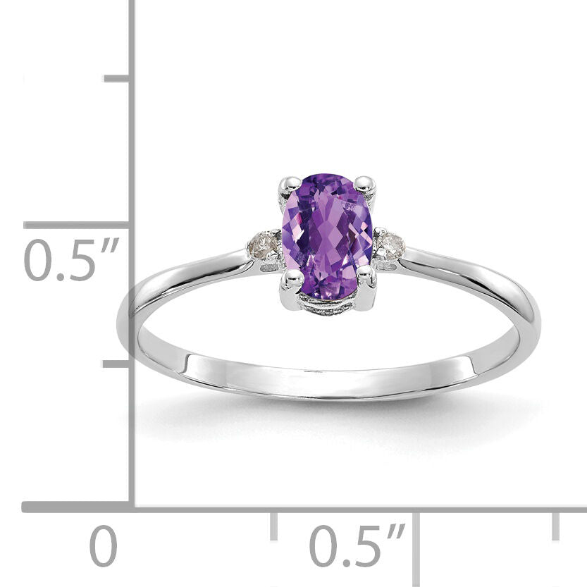 14k White Gold Diamond & Amethyst Birthstone Ring-XBR215