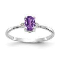 14k White Gold Diamond & Amethyst Birthstone Ring-XBR215