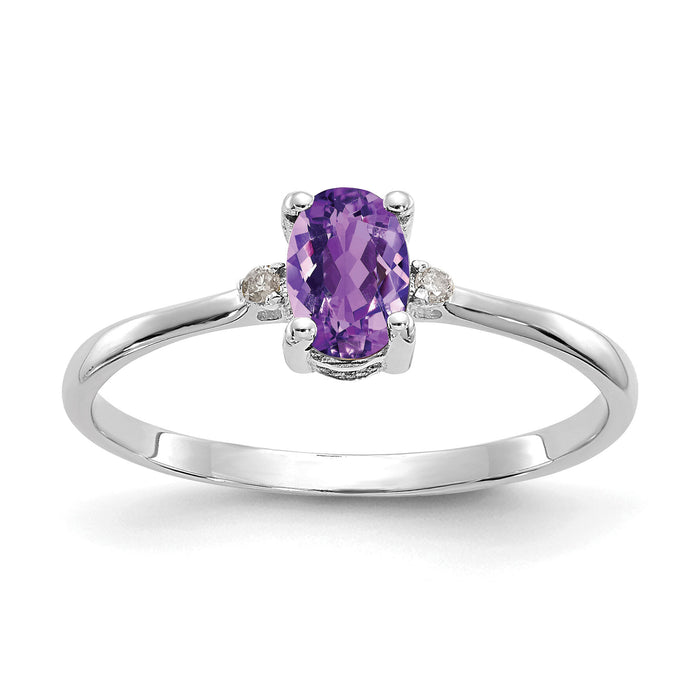 14k White Gold Diamond & Amethyst Birthstone Ring-XBR215
