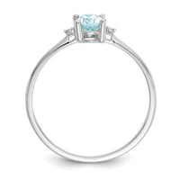 14k White Gold Diamond & Aquamarine Birthstone Ring-XBR216