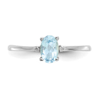 14k White Gold Diamond & Aquamarine Birthstone Ring-XBR216