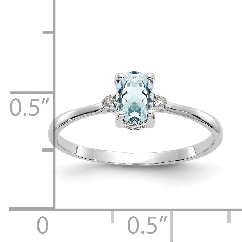 14k White Gold Diamond & Aquamarine Birthstone Ring-XBR216