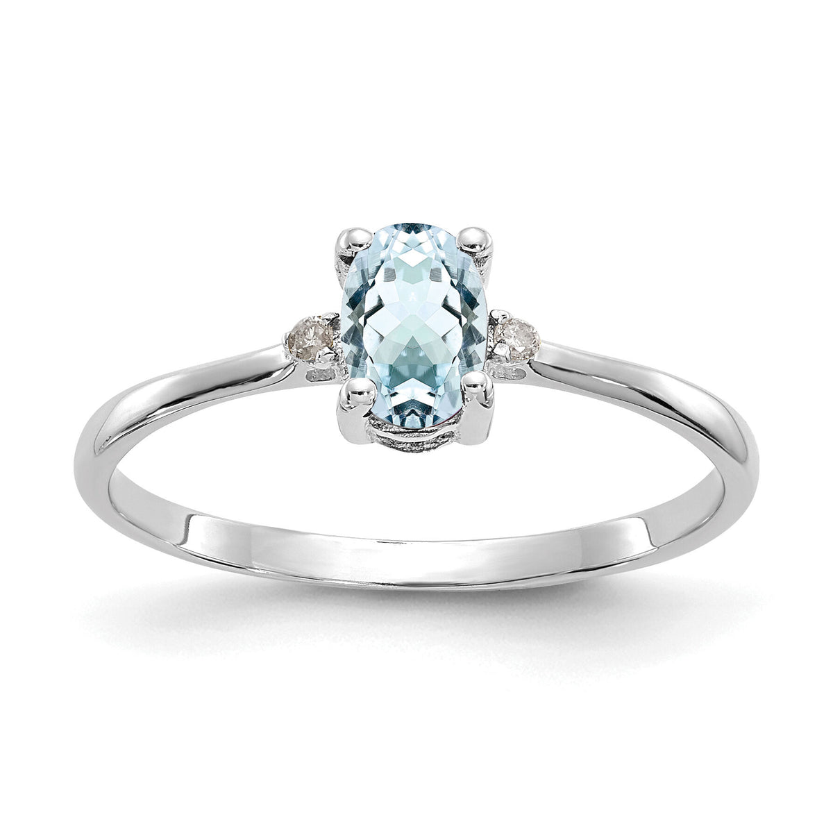 14k White Gold Diamond & Aquamarine Birthstone Ring-XBR216
