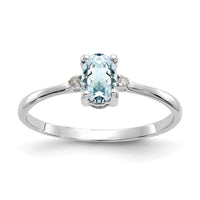 14k White Gold Diamond & Aquamarine Birthstone Ring-XBR216
