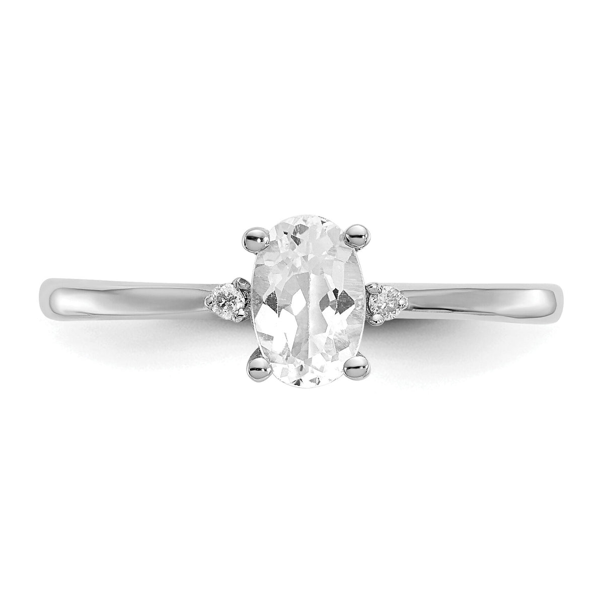 14k White Gold Diamond & White Topaz Birthstone Ring-XBR217