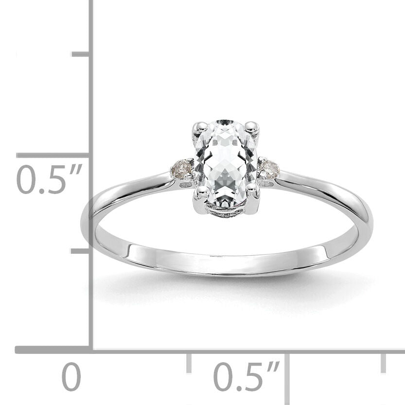 14k White Gold Diamond & White Topaz Birthstone Ring-XBR217