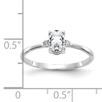 14k White Gold Diamond & White Topaz Birthstone Ring-XBR217