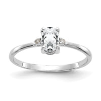 14k White Gold Diamond & White Topaz Birthstone Ring-XBR217