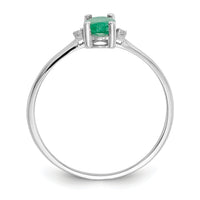 14k White Gold Diamond & Emerald Birthstone Ring-XBR218