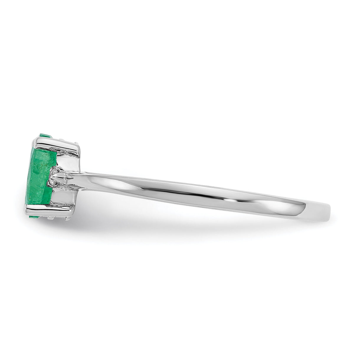 14k White Gold Diamond & Emerald Birthstone Ring-XBR218