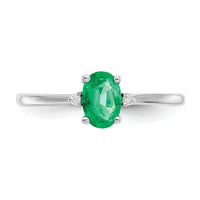 14k White Gold Diamond & Emerald Birthstone Ring-XBR218