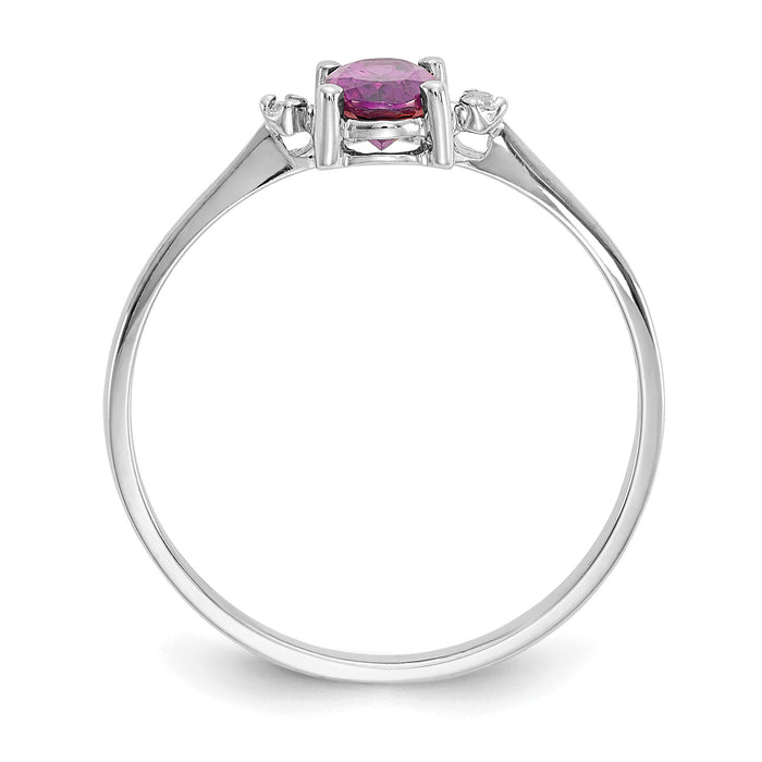 14k White Gold Diamond & Rhodolite Garnet Birthstone Ring-XBR219