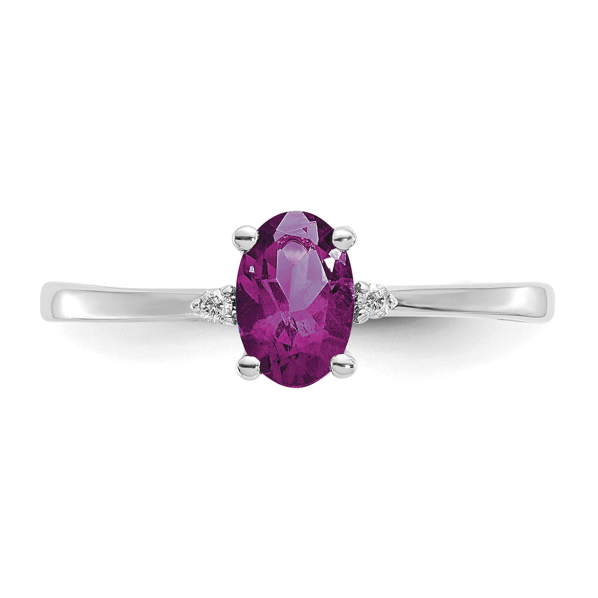 14k White Gold Diamond & Rhodolite Garnet Birthstone Ring-XBR219