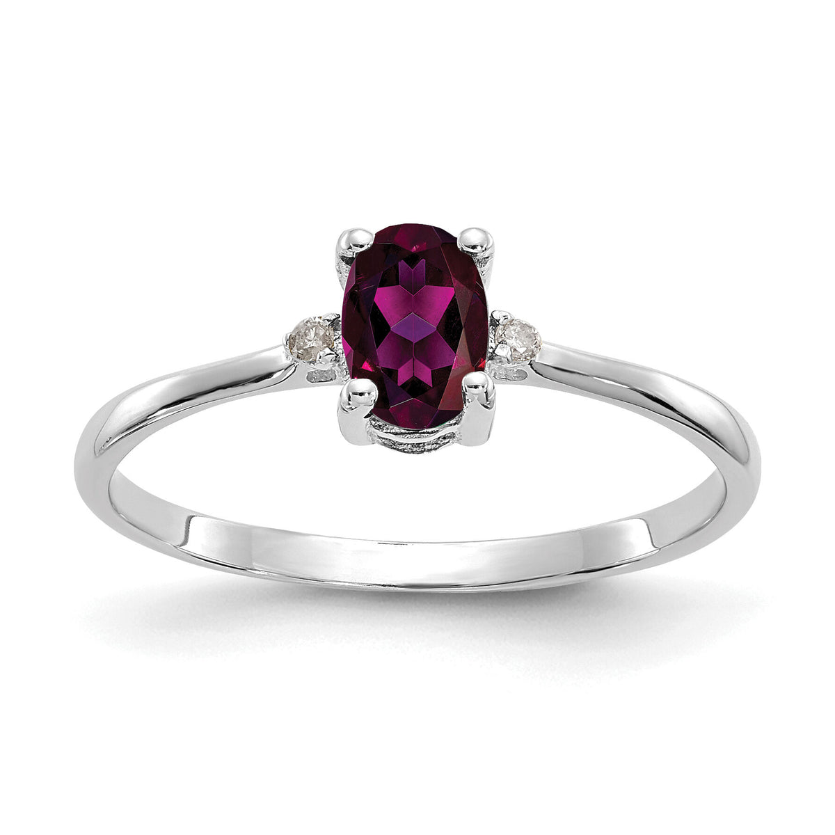 14k White Gold Diamond & Rhodolite Garnet Birthstone Ring-XBR219
