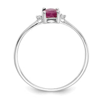 14k White Gold Diamond & Ruby Birthstone Ring-XBR220