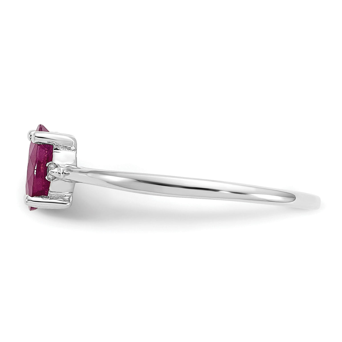 14k White Gold Diamond & Ruby Birthstone Ring-XBR220