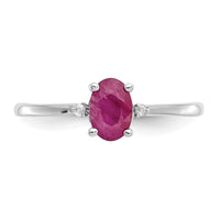 14k White Gold Diamond & Ruby Birthstone Ring-XBR220