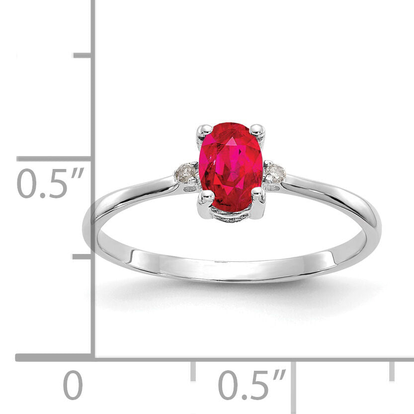 14k White Gold Diamond & Ruby Birthstone Ring-XBR220