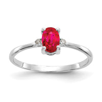14k White Gold Diamond & Ruby Birthstone Ring-XBR220