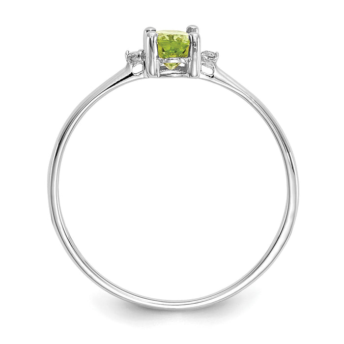 14k White Gold Diamond & Peridot Birthstone Ring-XBR221