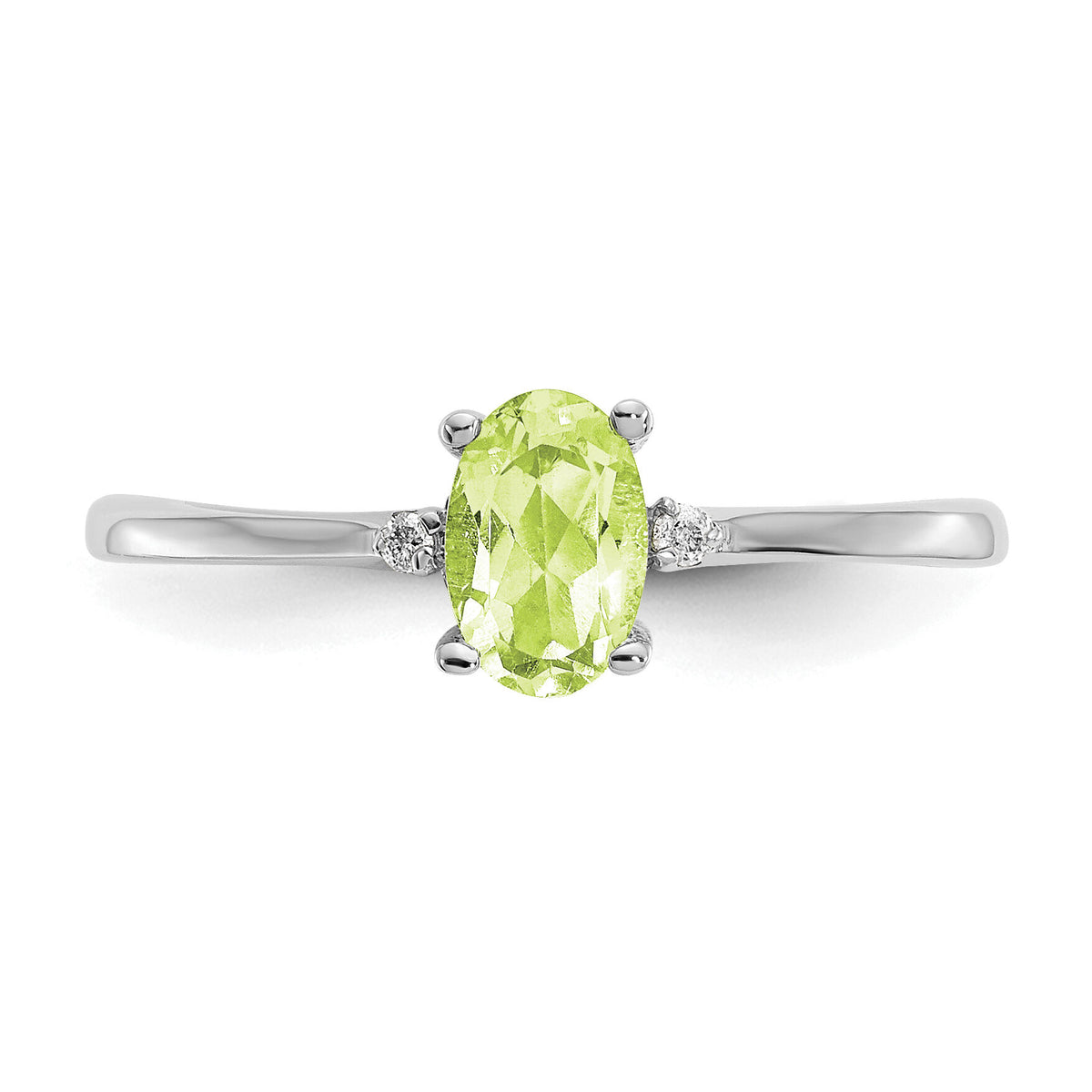 14k White Gold Diamond & Peridot Birthstone Ring-XBR221