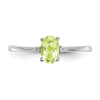 14k White Gold Diamond & Peridot Birthstone Ring-XBR221