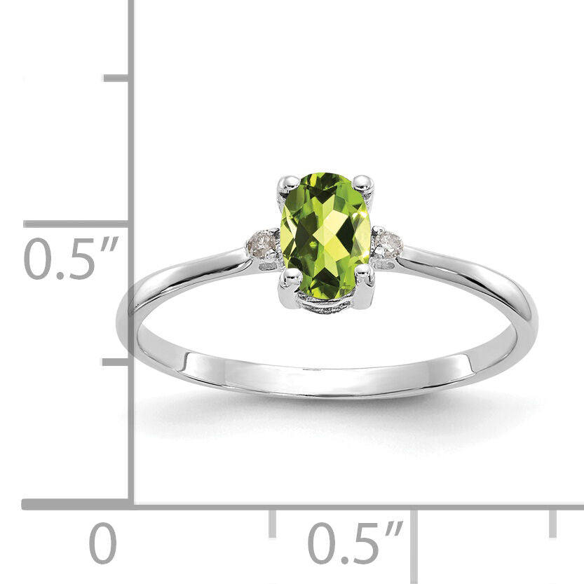 14k White Gold Diamond & Peridot Birthstone Ring-XBR221