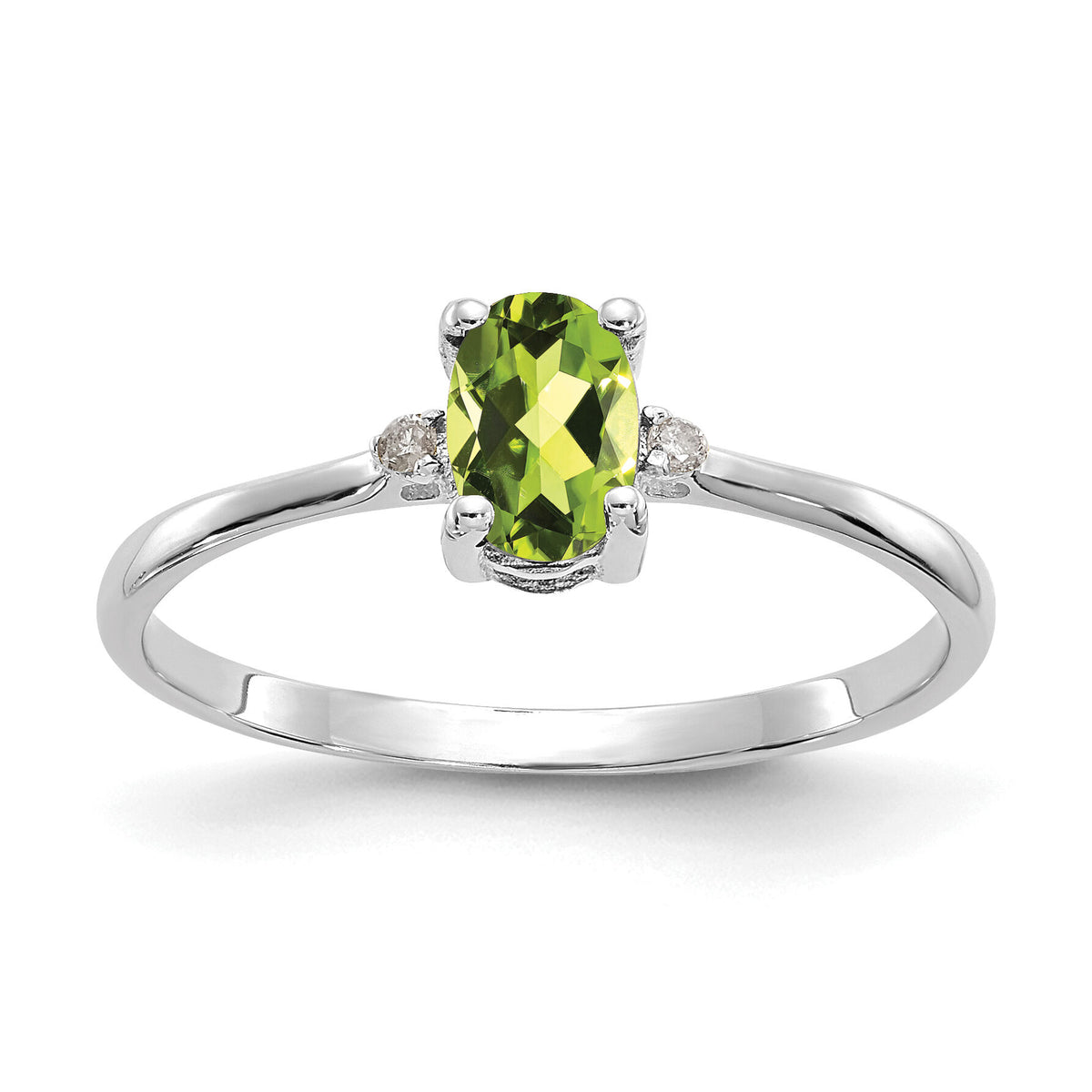 14k White Gold Diamond & Peridot Birthstone Ring-XBR221