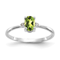 14k White Gold Diamond & Peridot Birthstone Ring-XBR221